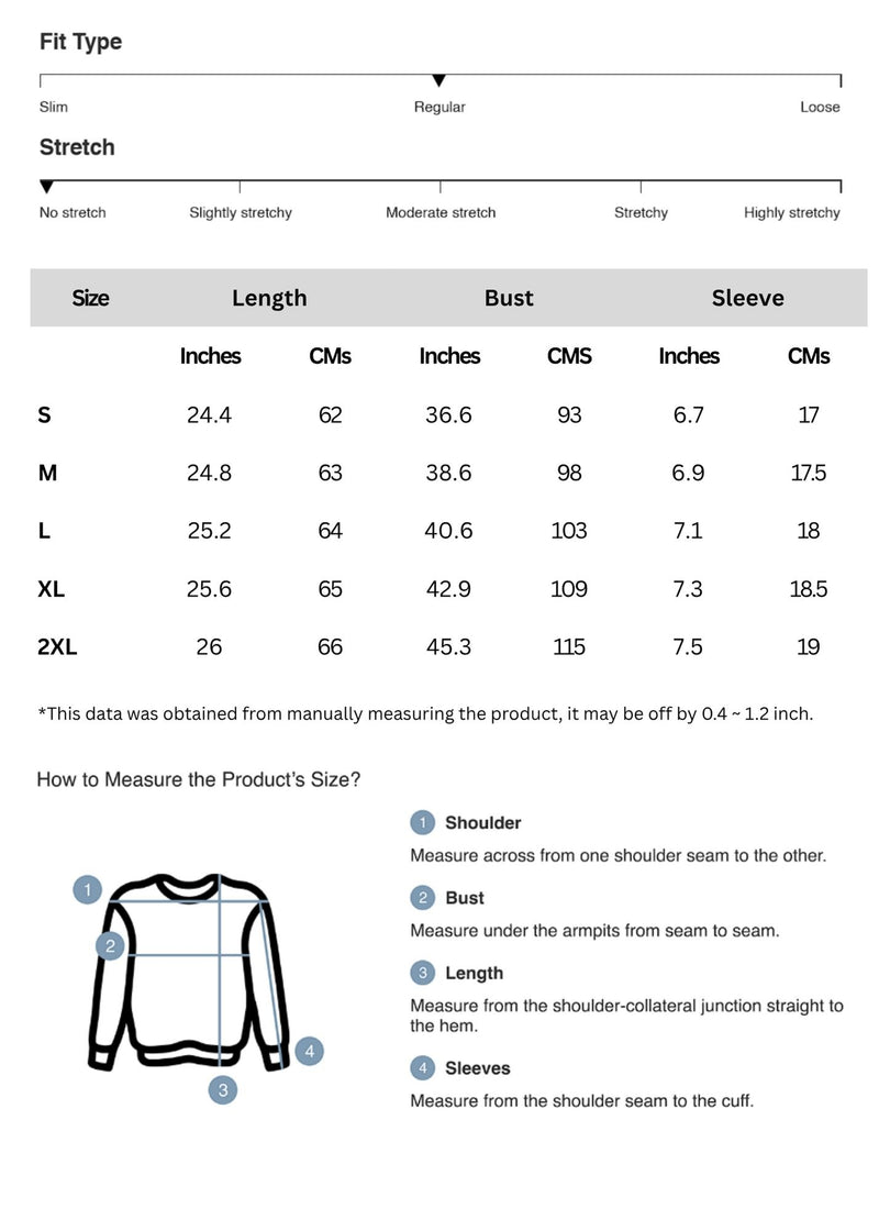 Size chart for Ruched Round Neck Short Sleeve Top