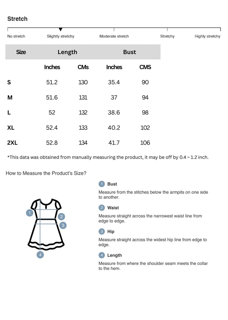 Size chart for Slit Surplice Cold Shoulder Maxi Dress