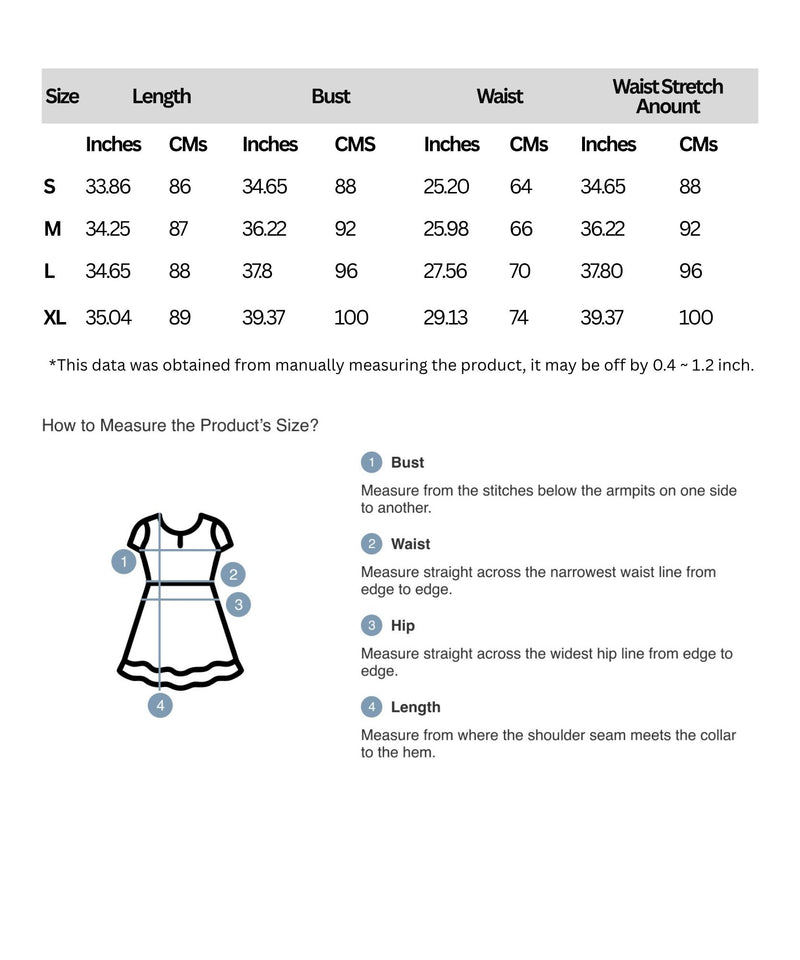 Size chart for Square Neck Tie Back Ruffle Hem Dress