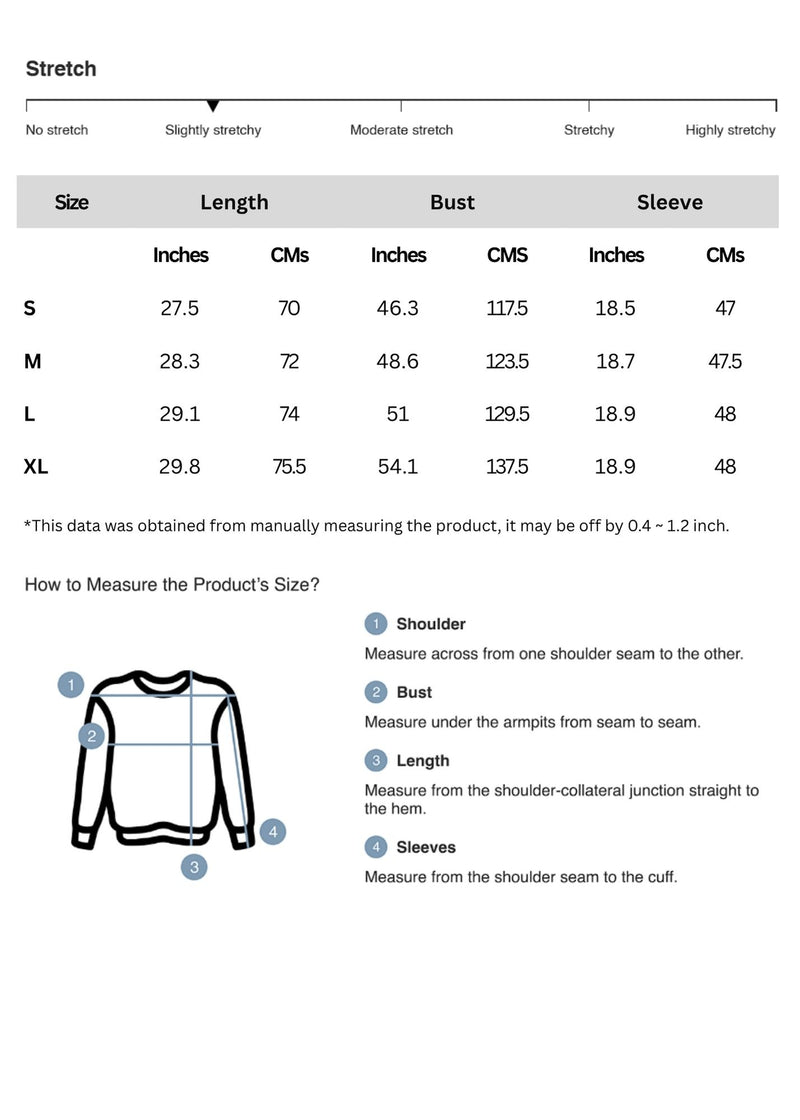 Size chart for Stripe Oversize Contrast Trim Drop Shoulder Sweatshirt