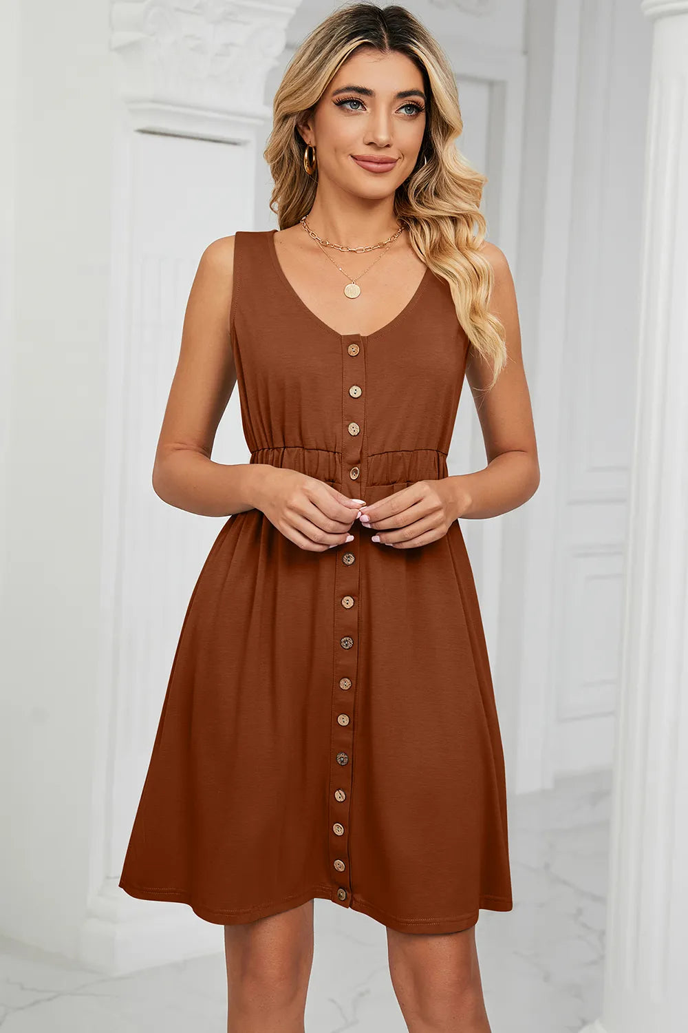 wide strap mini dress Buttoned Wide Strap Mini Dress – Pravi Fashion