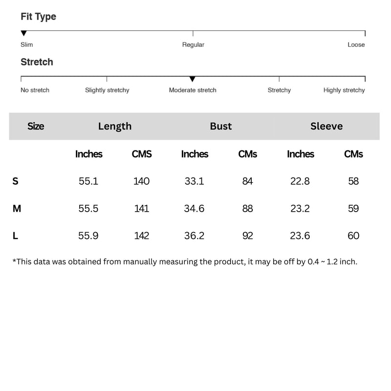 Size chart for Crochet Knit Long Sleeve Maxi Cover-Up Dress
