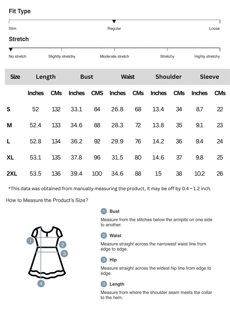 Size chart for Floral Embroidered Mesh Overlay Maxi Dress