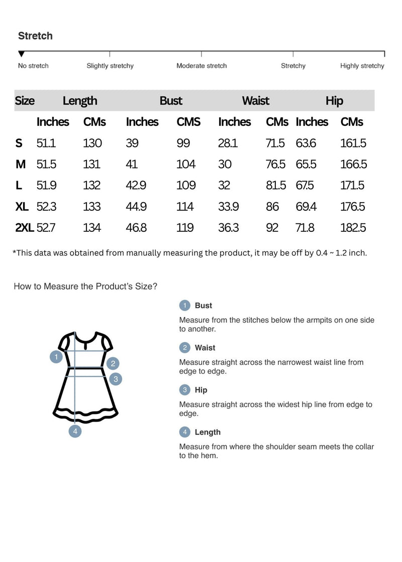 Size chart for Floral V-Neck Slit Dress