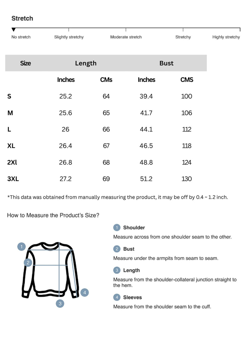 Size chart for Full Size Basic style Round Neck Cropped Sweatshirt Plus Size