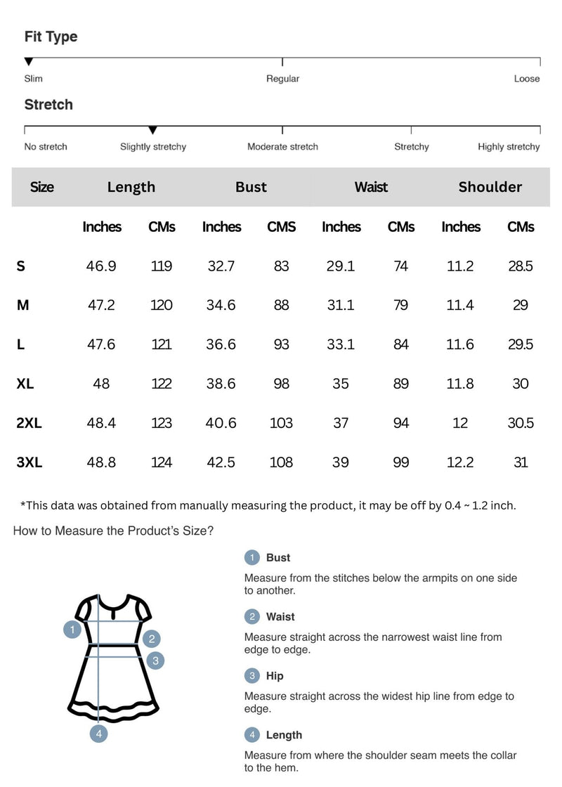 Size chart for Full Size V-Neck Midi Tank Dress