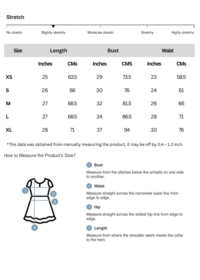 Size chart for Glitter Mesh Off-Shoulder Ruched Mini Dress
