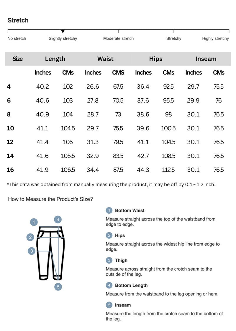 Size chart for High-Waisted Wide-Leg Button-Front Jeans