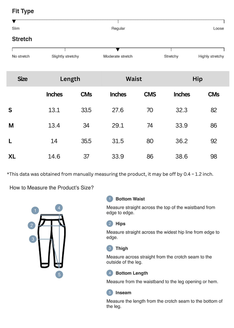 Size chart for High Waisted Drawstring Swim Shorts