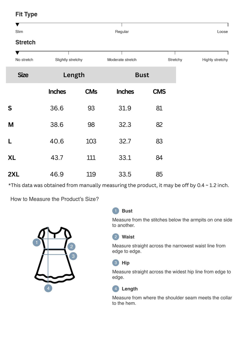 Size chart for Lovelet Plunge Wide Strap Mini Tank Dress