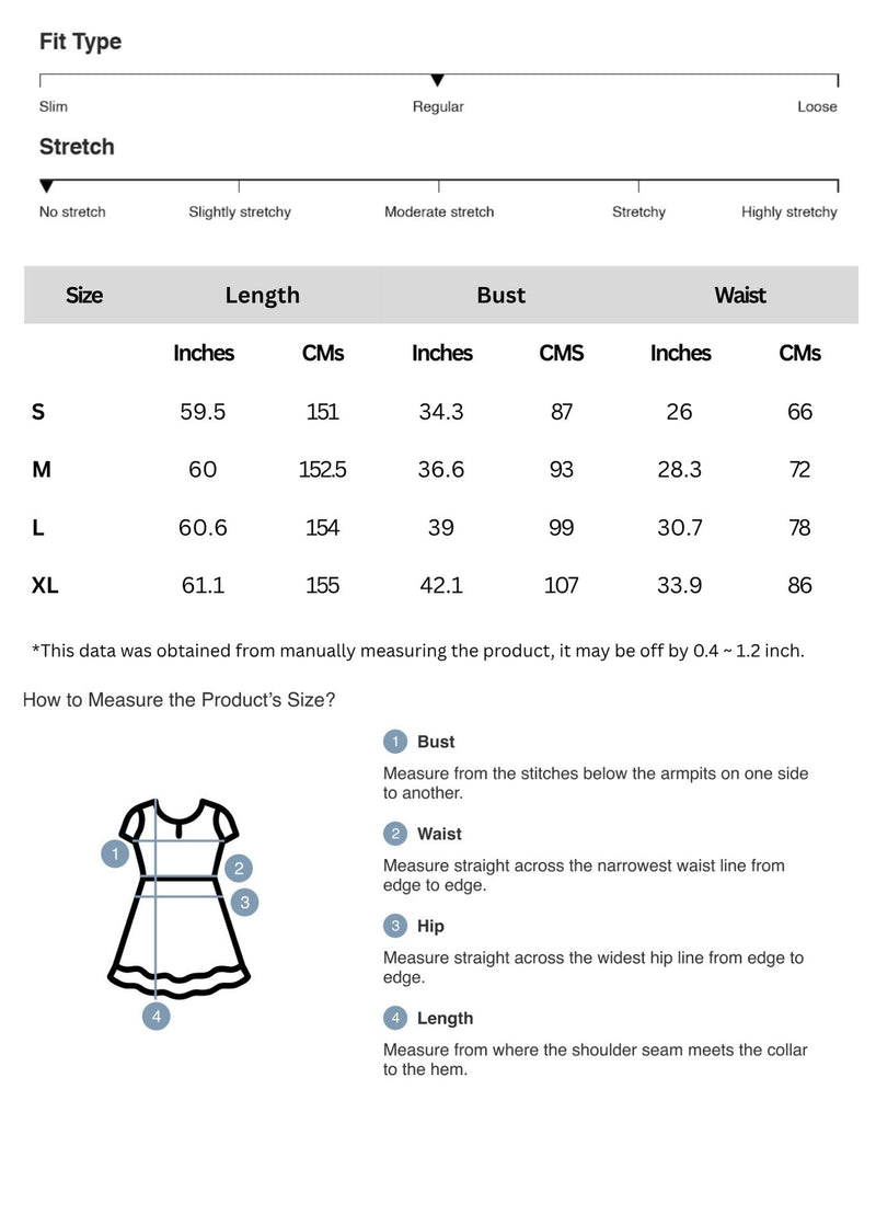 Size chart for Printed Surplice Maxi Cami Dress