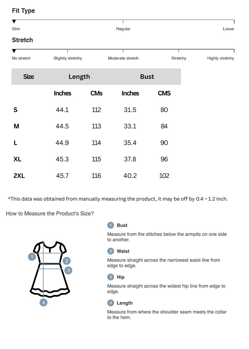 Size chart for Ruched Round Neck Sleeveless Dress