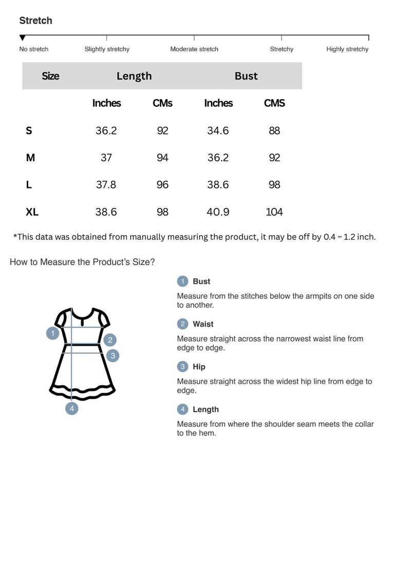 Size chart for Ruffled Round Neck Sleeveless Dress
