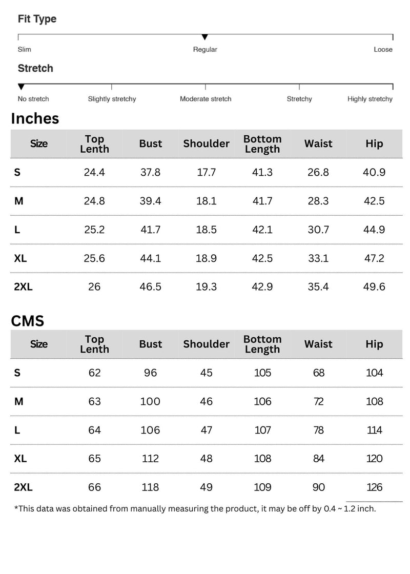 Size chart for Slit Ruched Top and Wide Leg Pants Set
