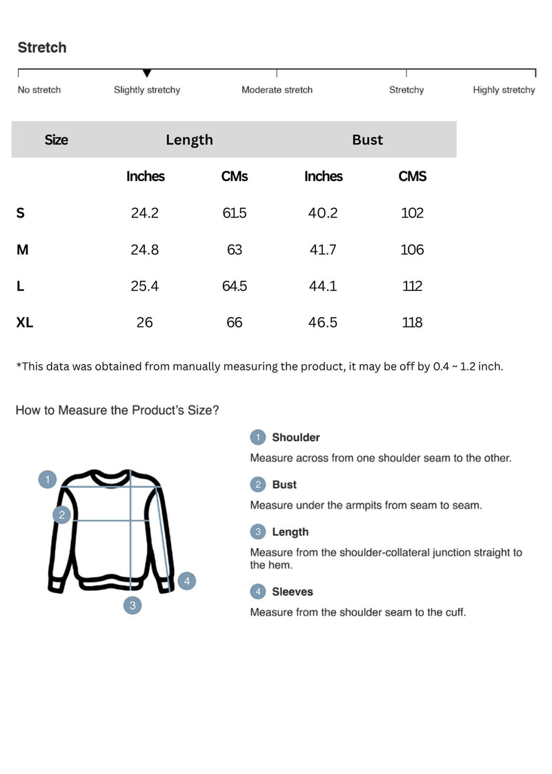 Size chart for Striped Round Neck Lantern Sleeve Top
