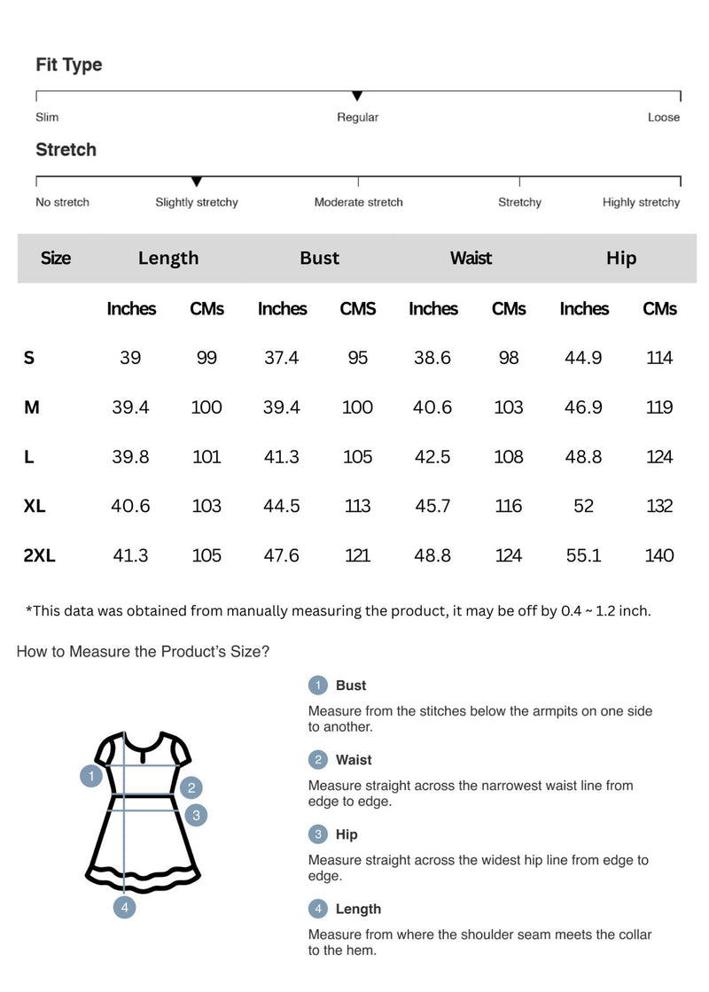 Size chart for Tied Round Neck Sleeveless Dress